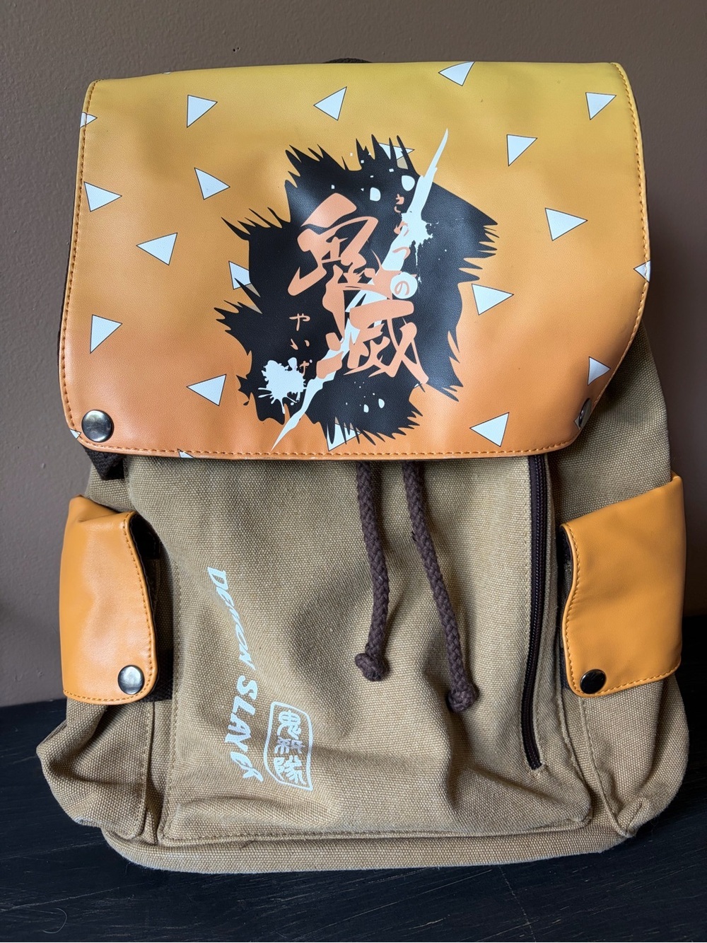 Demon Slayer Canvas Backpack - Orange/Brown